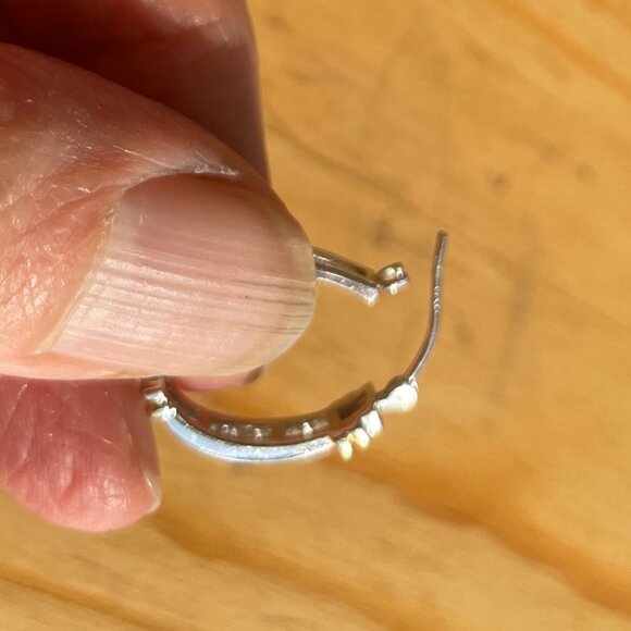 Genuine Diamond and 14k Gold Hoop Earrings - Picture 6 of 6